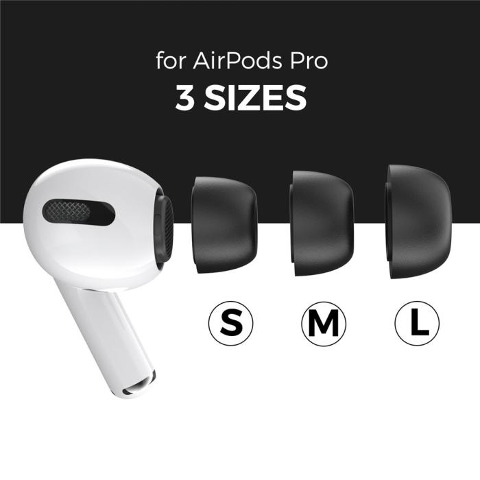Bild 6, AHASTYLE AHASTYLE 3-PACK AirPods Pro 2/1 Öronpluggar Silikon Svart - Teknikhallen.se
