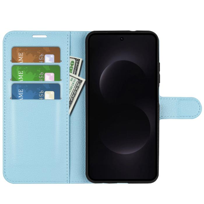 Bild 5,  Samsung Galaxy S26 Ultra Fodral Litchi Läder Blå - Teknikhallen.se