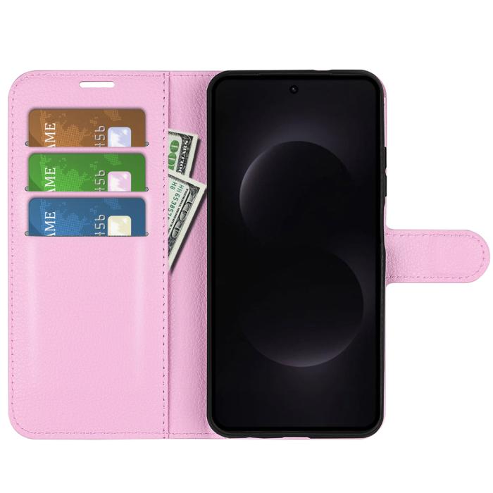 Bild 5,  Samsung Galaxy S26 Ultra Fodral Litchi Läder Ljus Rosa - Teknikhallen.se