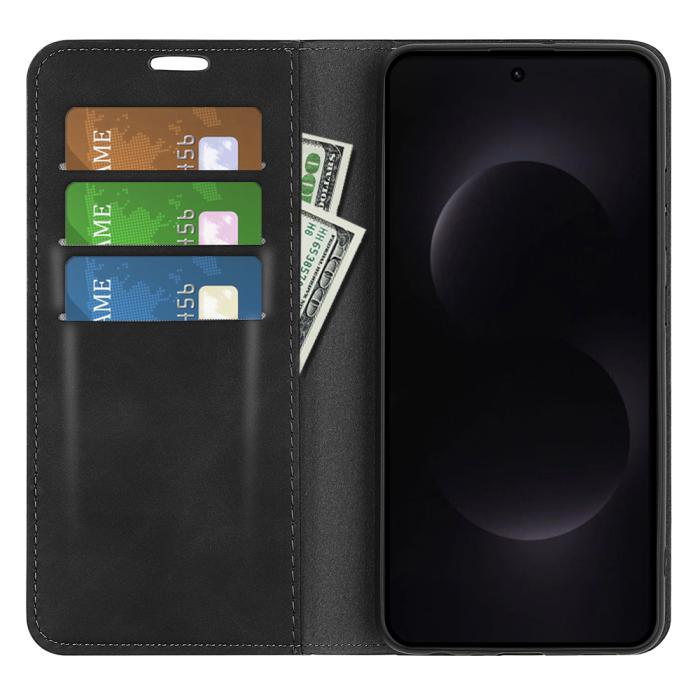 Bild 6,  Samsung Galaxy S26 Ultra Fodral Flip Skin Touch Läder Svart - Teknikhallen.se