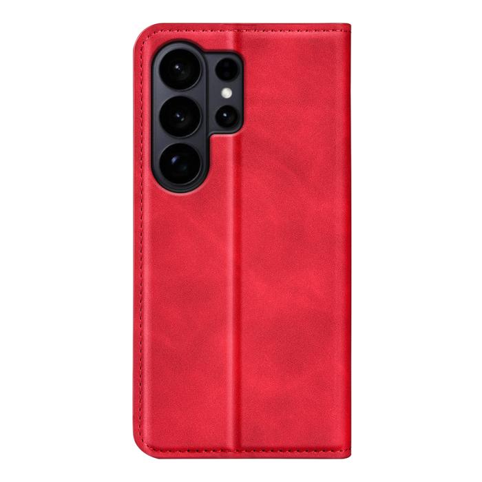 Bild 3,  Samsung Galaxy S26 Ultra Fodral Flip Skin Touch Läder Röd - Teknikhallen.se