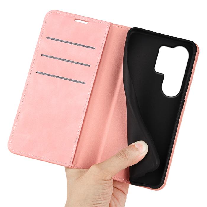 Bild 4,  Samsung Galaxy S26 Ultra Fodral Flip Skin Touch Läder Rosa - Teknikhallen.se