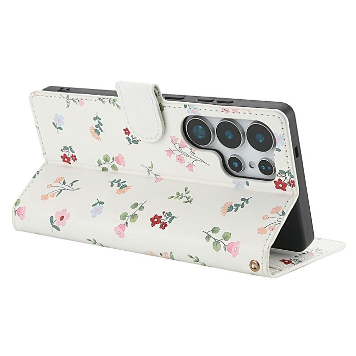 Bild 3,  Samsung Galaxy S26 Ultra Fodral Rhombus Läder Blommor Vit - Teknikhallen.se