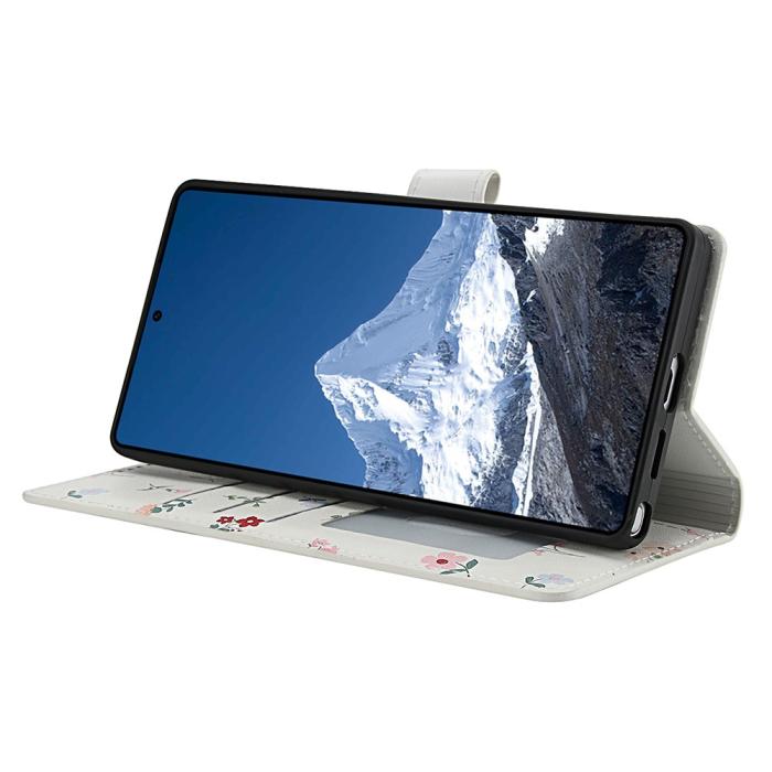 Bild 4,  Samsung Galaxy S26 Ultra Fodral Rhombus Läder Blommor Vit - Teknikhallen.se