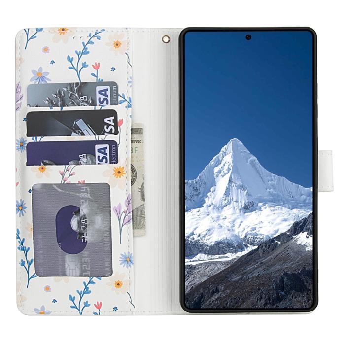 Bild 2,  Samsung Galaxy S26 Ultra Fodral Rhombus Läder Blommor Vit - Teknikhallen.se