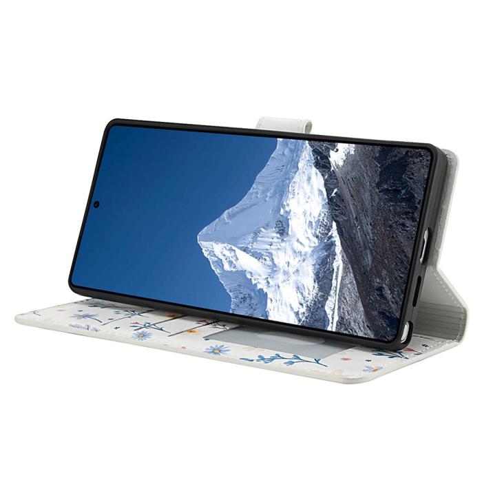 Bild 4,  Samsung Galaxy S26 Ultra Fodral Rhombus Läder Blommor Vit - Teknikhallen.se