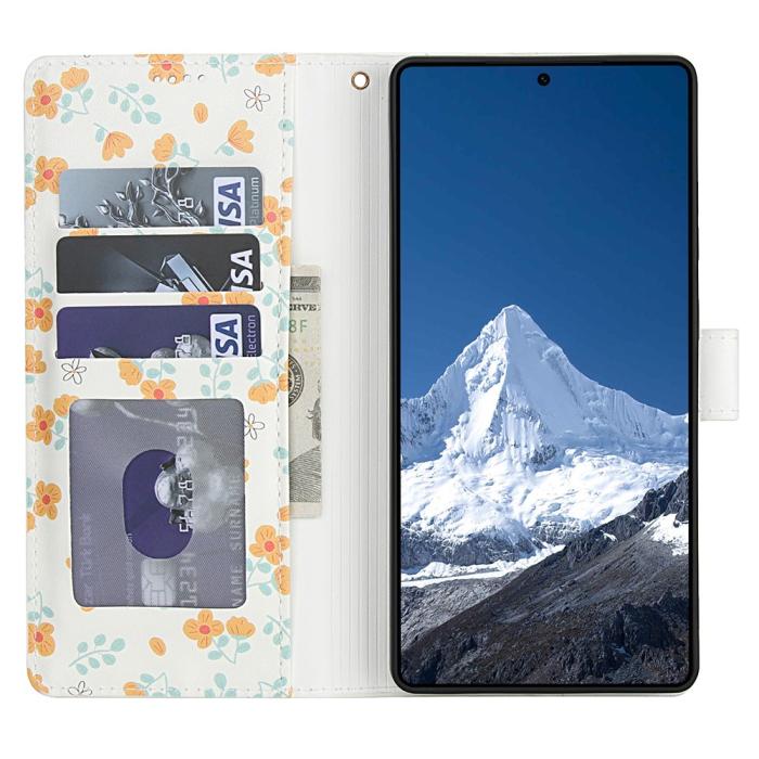 Bild 2,  Samsung Galaxy S26 Ultra Fodral Rhombus Läder Blommor Vit - Teknikhallen.se