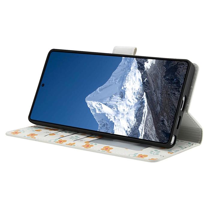 Bild 4,  Samsung Galaxy S26 Ultra Fodral Rhombus Läder Blommor Vit - Teknikhallen.se
