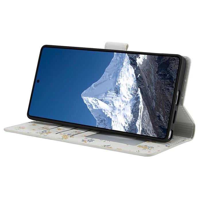 Bild 4,  Samsung Galaxy S26 Ultra Fodral Rhombus Läder Blommor Vit - Teknikhallen.se