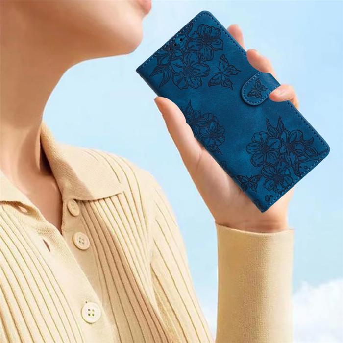 Bild 5,  Samsung Galaxy S26 Ultra Fodral Med Blommigt Tryck Läder Blå - Teknikhallen.se