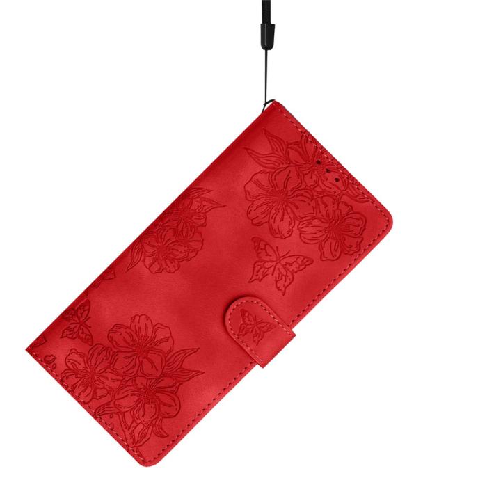 Bild 4,  Samsung Galaxy S26 Ultra Fodral Med Blommigt Tryck Läder Röd - Teknikhallen.se