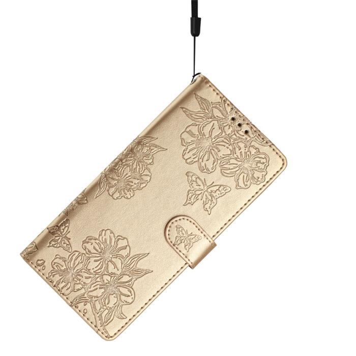 Bild 4,  Samsung Galaxy S26 Ultra Fodral Med Blommigt Tryck Läder Guld - Teknikhallen.se