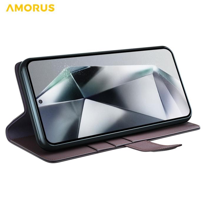 Bild 3, AMORUS AMORUS Samsung Galaxy S26 Ultra Fodral Äkta Läder Brun - Teknikhallen.se