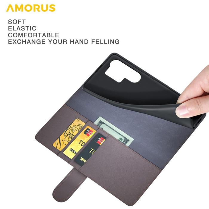 Bild 5, AMORUS AMORUS Samsung Galaxy S26 Ultra Fodral Äkta Läder Brun - Teknikhallen.se