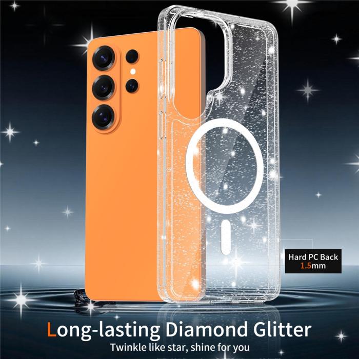 Bild 4,  Samsung Galaxy S26 Ultra Skal MagSafe Glitter Transparent - Teknikhallen.se