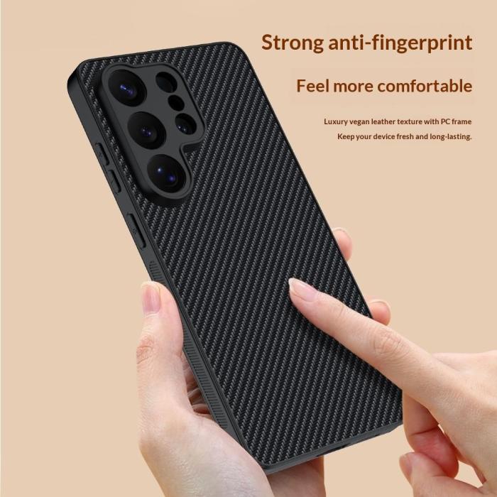 Bild 4,  Samsung Galaxy S26 Ultra Skal Läder Kolfiber Textur Svart - Teknikhallen.se
