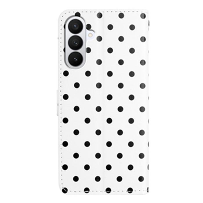 Bild 2,  Samsung Galaxy S26 Plus Fodral Polka Dot Läder Vit/Svart - Teknikhallen.se
