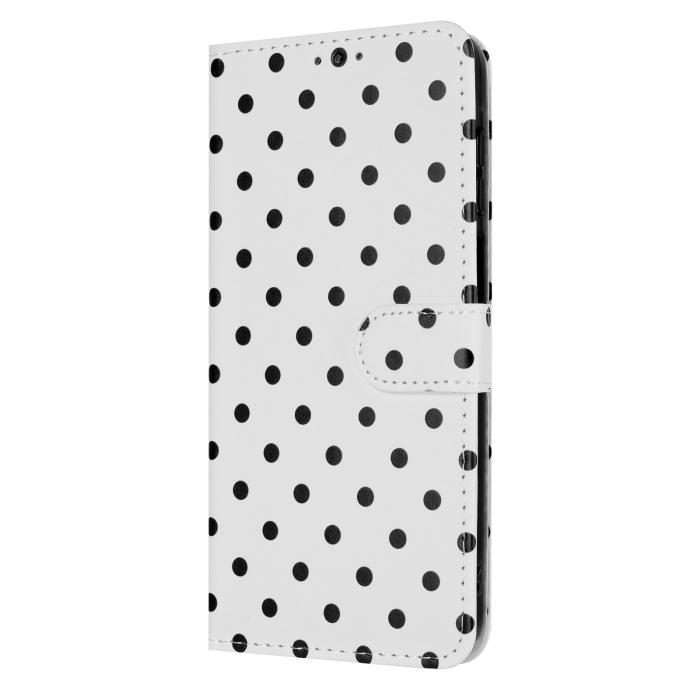 Bild 4,  Samsung Galaxy S26 Plus Fodral Polka Dot Läder Vit/Svart - Teknikhallen.se