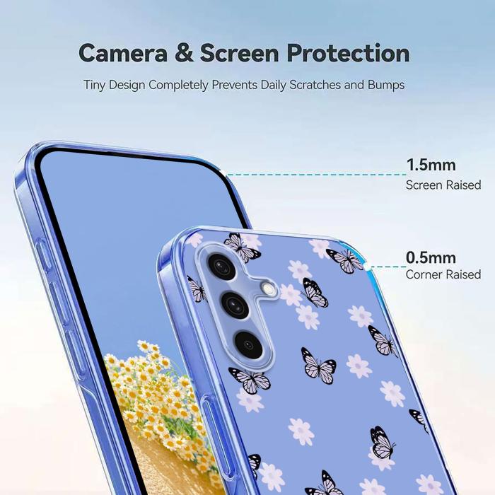 Bild 4,  Samsung Galaxy A37 5G Skal Med Tryck Blommor / Fjärilar - Teknikhallen.se