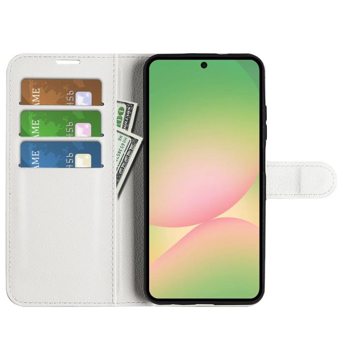 Bild 2,  Samsung Galaxy A57 5G Fodral Litchi Läder Vit - Teknikhallen.se
