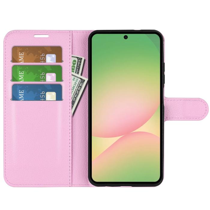 Bild 2,  Samsung Galaxy A57 5G Fodral Litchi Läder Ljus Rosa - Teknikhallen.se