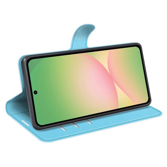 Bild 3,  Samsung Galaxy A57 5G Fodral Litchi Läder Blå - Teknikhallen.se
