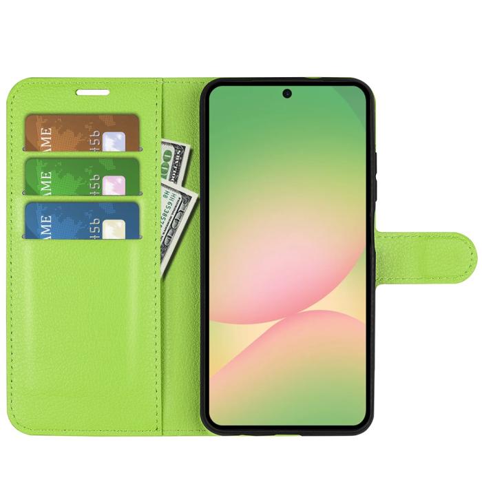 Bild 2,  Samsung Galaxy A57 5G Fodral Litchi Läder Grön - Teknikhallen.se