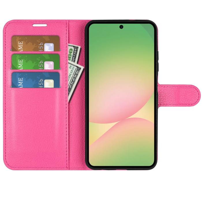 Bild 2,  Samsung Galaxy A57 5G Fodral Litchi Läder Rosa - Teknikhallen.se