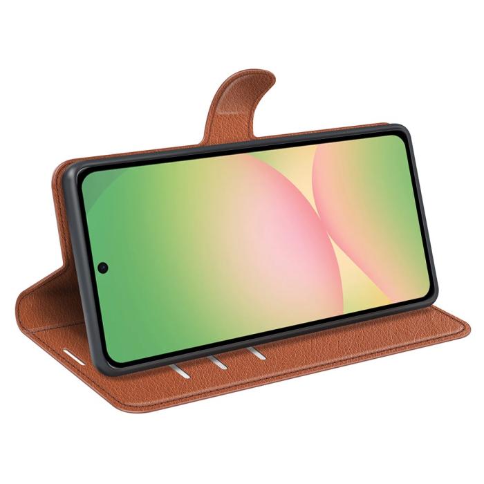 Bild 3,  Samsung Galaxy A57 5G Fodral Litchi Läder Brun - Teknikhallen.se