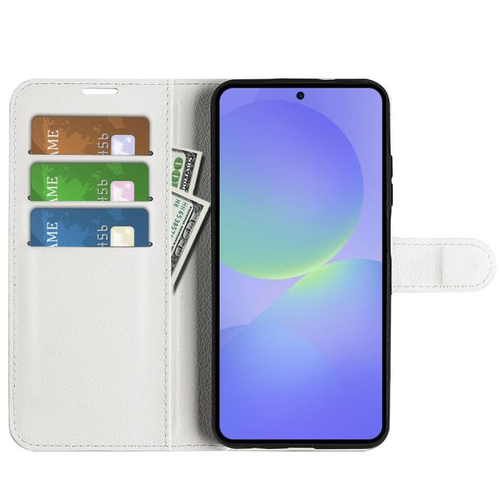 Bild 2,  Samsung Galaxy A37 5G Fodral Litchi Läder Vit - Teknikhallen.se