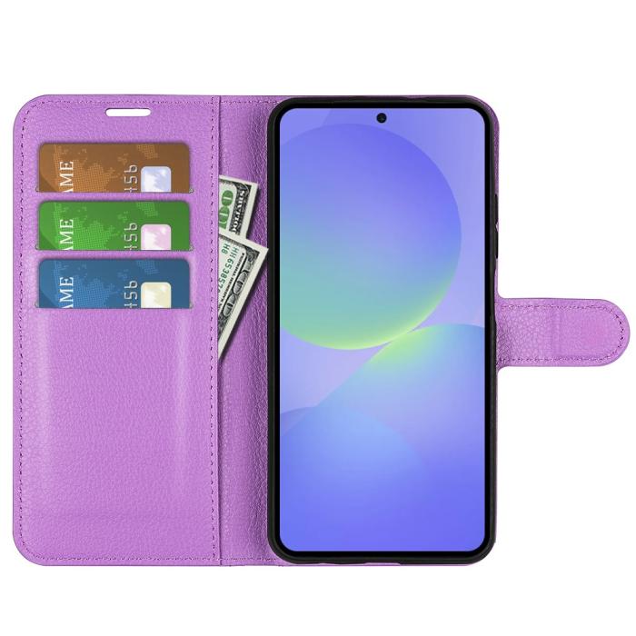 Bild 2,  Samsung Galaxy A37 5G Fodral Litchi Läder Lila - Teknikhallen.se