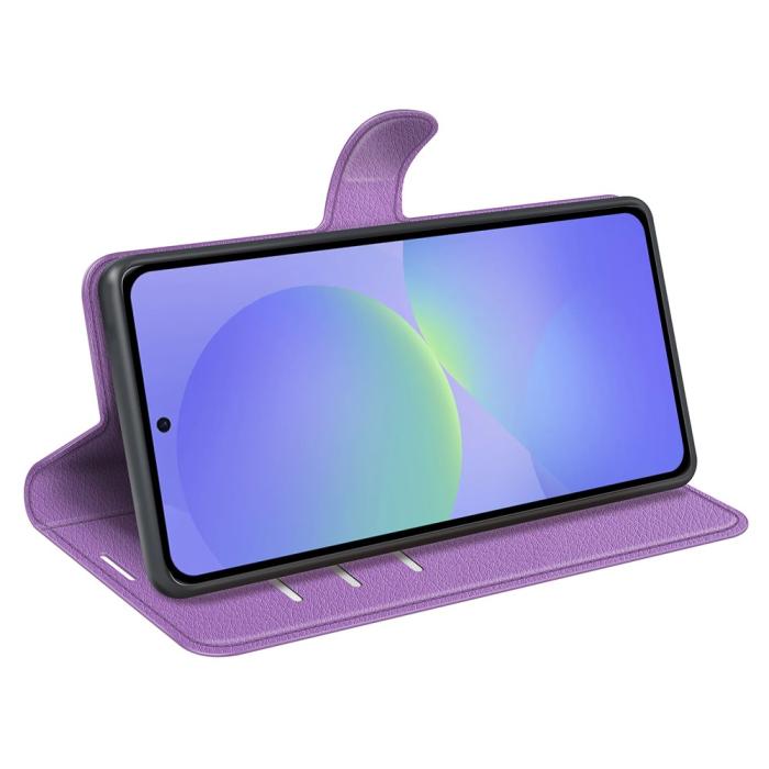 Bild 3,  Samsung Galaxy A37 5G Fodral Litchi Läder Lila - Teknikhallen.se