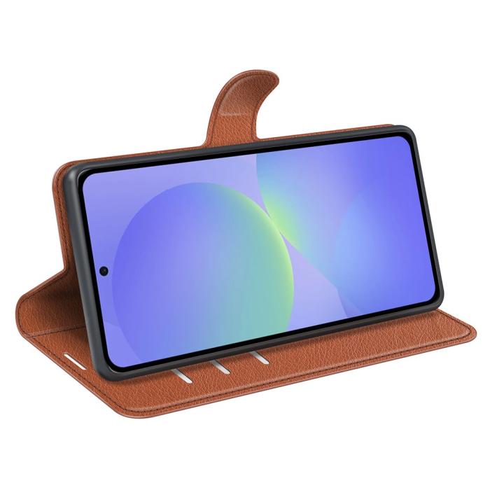 Bild 3,  Samsung Galaxy A37 5G Fodral Litchi Läder Brun - Teknikhallen.se