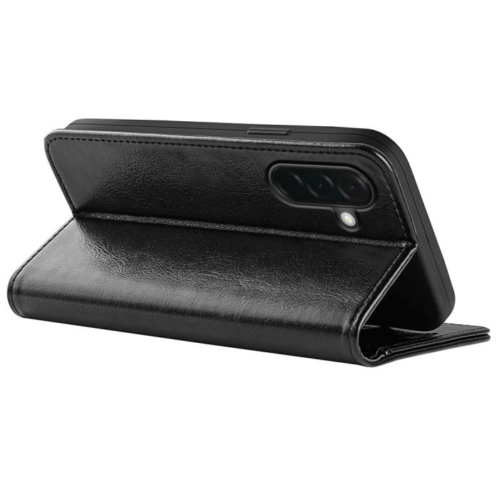Bild 4,  Samsung Galaxy A37 5G Fodral Crazy Horse Läder Svart - Teknikhallen.se