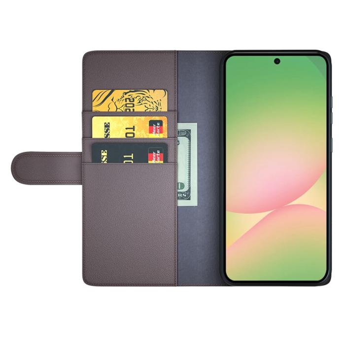 Bild 2,  Samsung Galaxy A57 5G Fodral Premium Äkta Läder Brun - Teknikhallen.se
