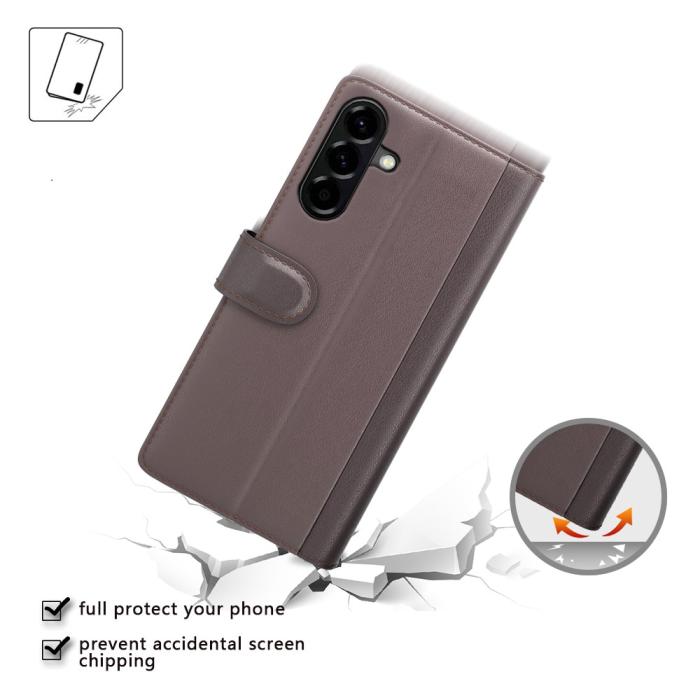 Bild 5,  Samsung Galaxy A57 5G Fodral Premium Äkta Läder Brun - Teknikhallen.se