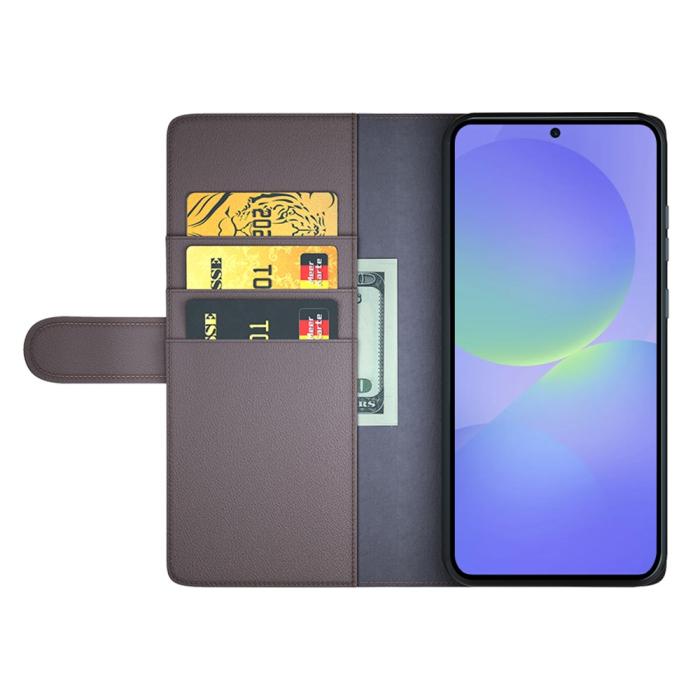 Bild 2,  Samsung Galaxy A37 5G Fodral Premium Äkta Läder Brun - Teknikhallen.se