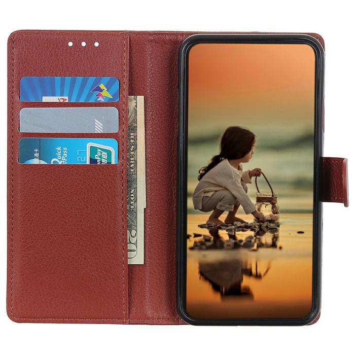 Bild 2,  Samsung Galaxy A37 5G Fodral Litchi Läder Brun - Teknikhallen.se