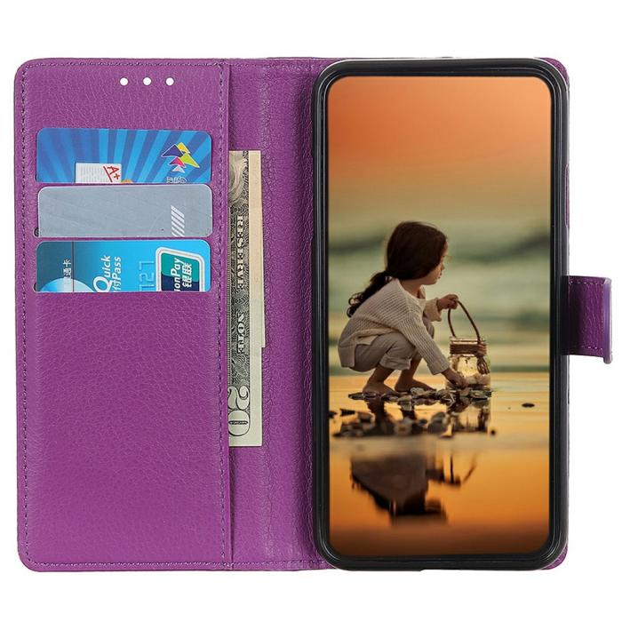 Bild 2,  Samsung Galaxy A37 5G Fodral Litchi Läder Lila - Teknikhallen.se
