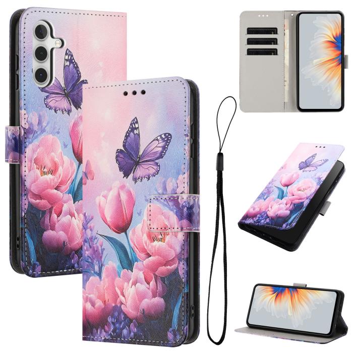 Bild 2,  Samsung Galaxy A57 5G Fodral Med Tryck Rosa Blommor - Teknikhallen.se
