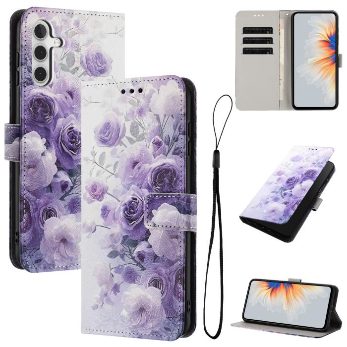 Bild 2,  Samsung Galaxy A57 5G Fodral Med Tryck Lila Rosor - Teknikhallen.se
