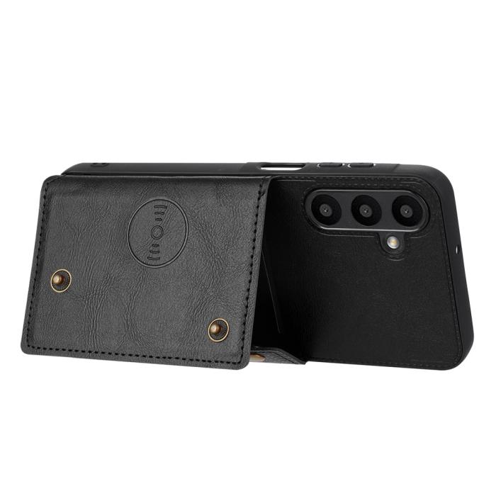 Bild 4,  Samsung Galaxy A37 5G Skal Läder Med Kortfack Och Magnet Svart - Teknikhallen.se