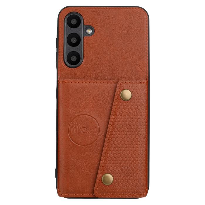 Bild 2,  Samsung Galaxy A37 5G Skal Läder Med Kortfack Och Magnet Brun - Teknikhallen.se
