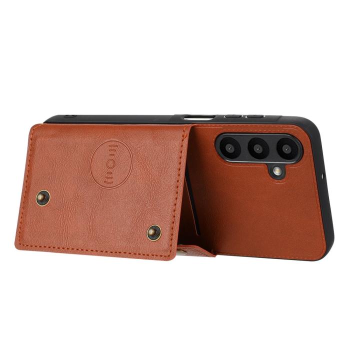 Bild 4,  Samsung Galaxy A37 5G Skal Läder Med Kortfack Och Magnet Brun - Teknikhallen.se