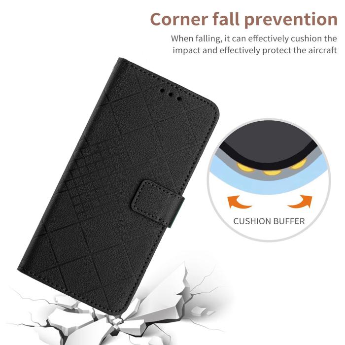 Bild 4,  Samsung Galaxy A57 5G Fodral Läder Rhombus Svart - Teknikhallen.se