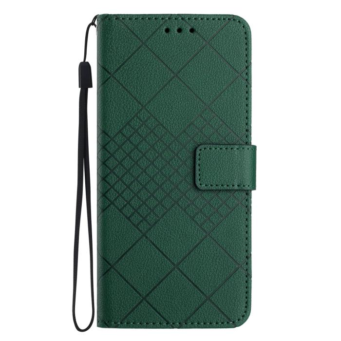 Bild 2,  Samsung Galaxy A57 5G Fodral Läder Rhombus Grön - Teknikhallen.se