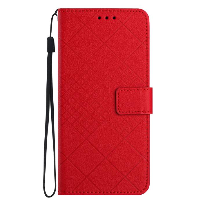Bild 2,  Samsung Galaxy A57 5G Fodral Läder Rhombus Röd - Teknikhallen.se