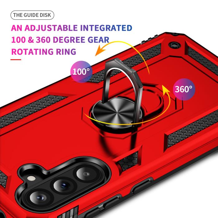 Bild 3,  Samsung Galaxy A37 5G Skal Shockproof Hybrid Ring Röd - Teknikhallen.se