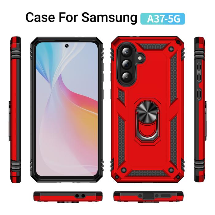 Bild 5,  Samsung Galaxy A37 5G Skal Shockproof Hybrid Ring Röd - Teknikhallen.se