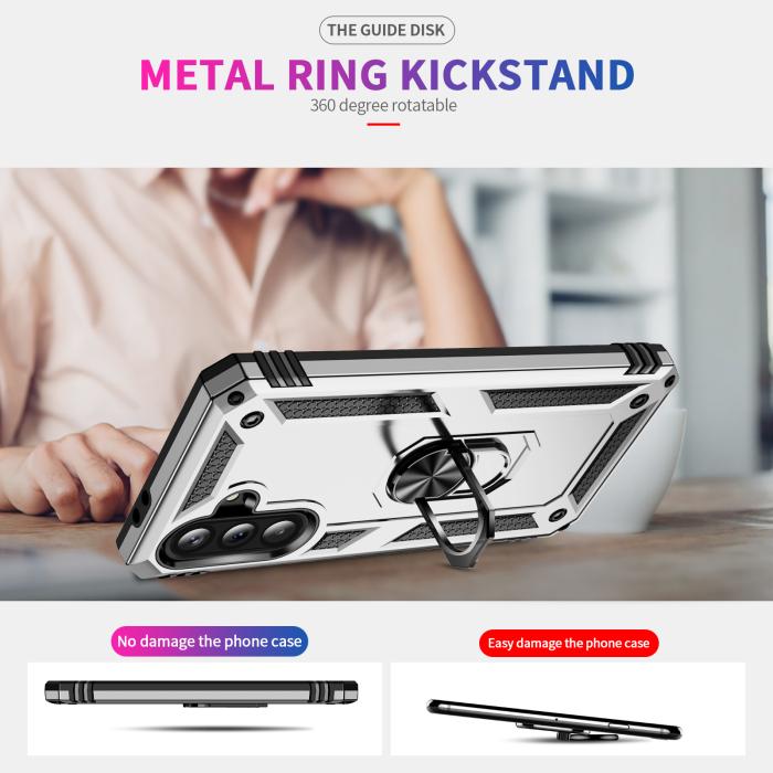 Bild 2,  Samsung Galaxy A37 5G Skal Shockproof Hybrid Ring Silver - Teknikhallen.se